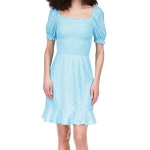 NWT MICHAEL KORS Aqua Smocked Eyelet Peasant Dress – Women’s XL